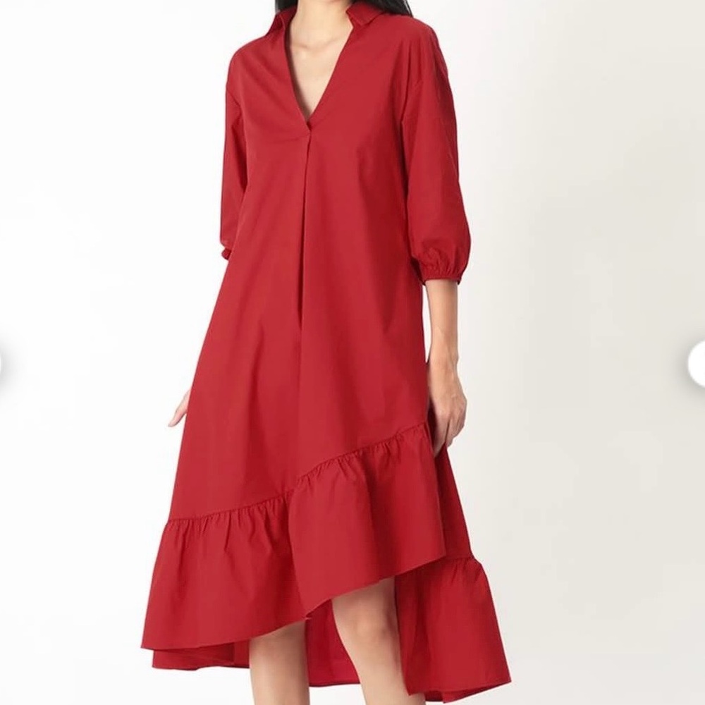 Zara Poplin Assymetrical Ruffle Dress